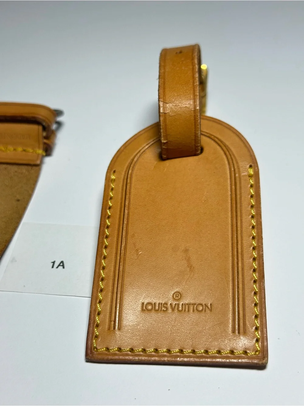 Louis Vuitton Cognac Tan Leather Luggage Tag and Strap